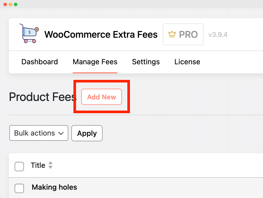 Add your extra fee.