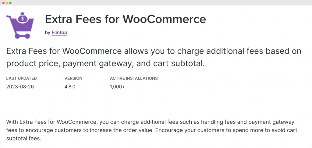 Extra Fees for WooCommerce plugin.
